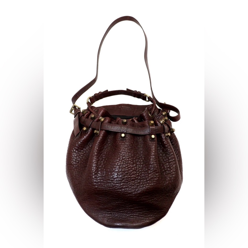 Alexander Wang Leather Studded Diego Bucket Bag - Burgundy